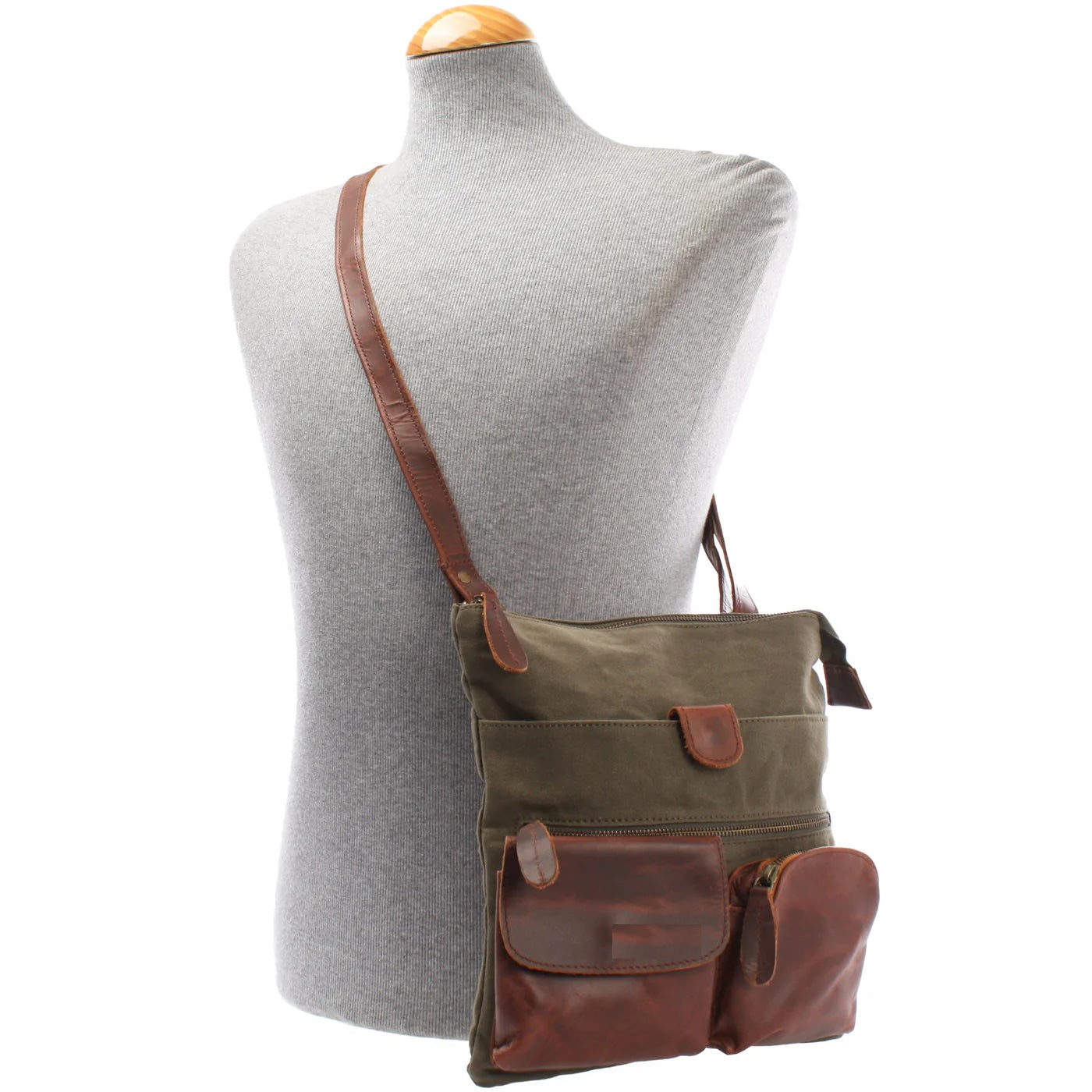 Versatile Canvas & Leather Crossbody Bag
