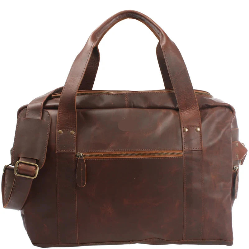 Suede & Leather Weekender Travel Bag - Unisex, Durable & Spacious