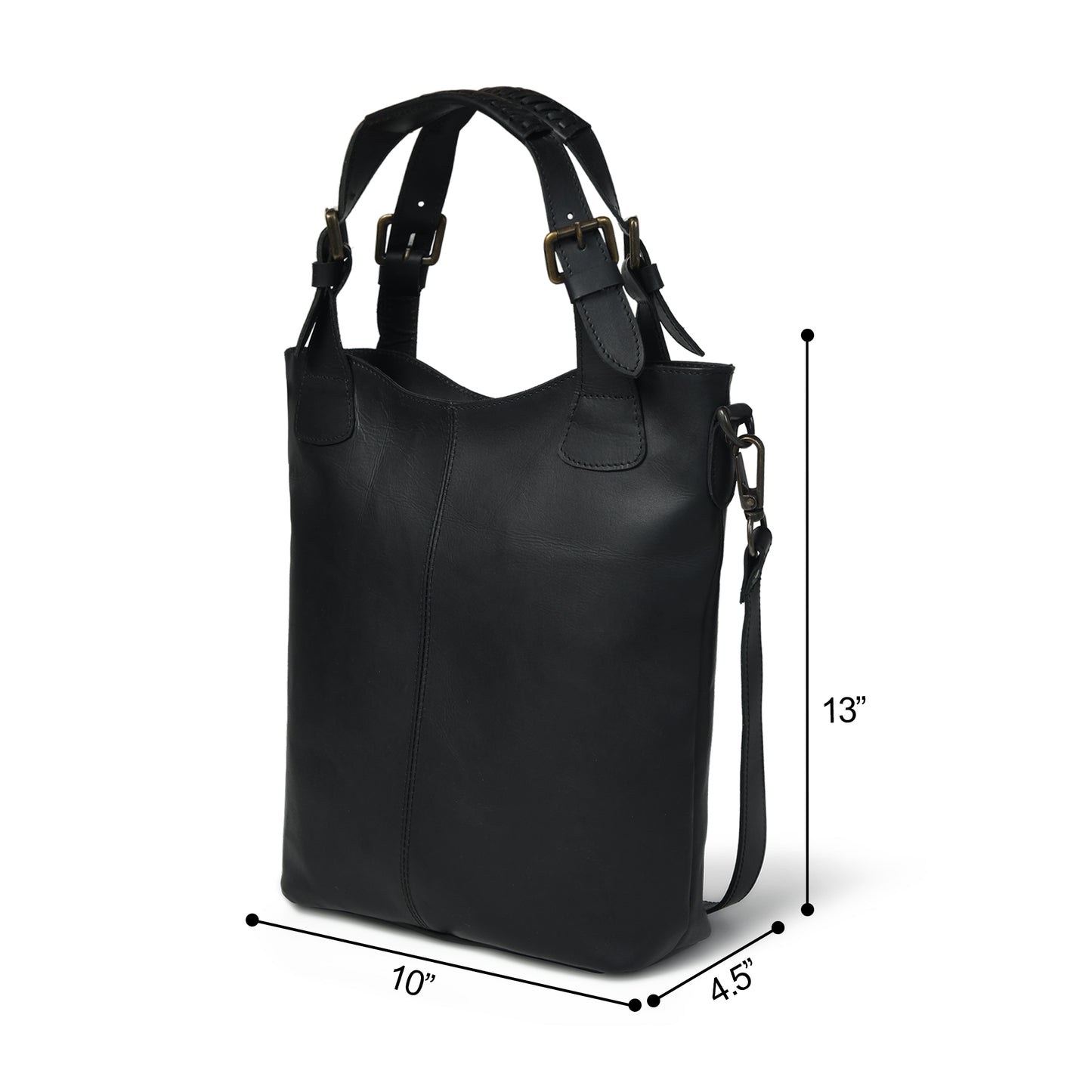 Leather Shopper Handbag - Ladies'  Cowhide