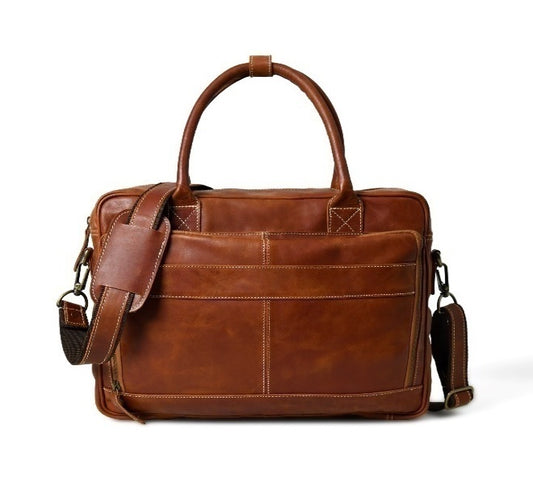 Elegance Unveiled Waxy Leather Laptop Bag