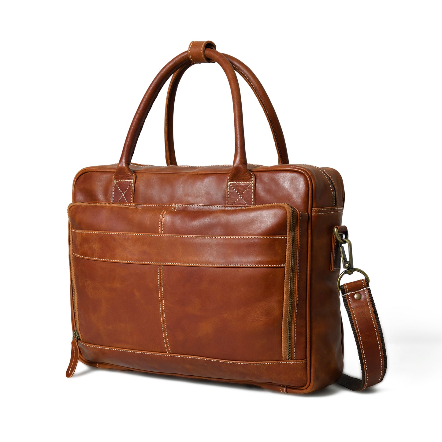 Elegance Unveiled Waxy Leather Laptop Bag