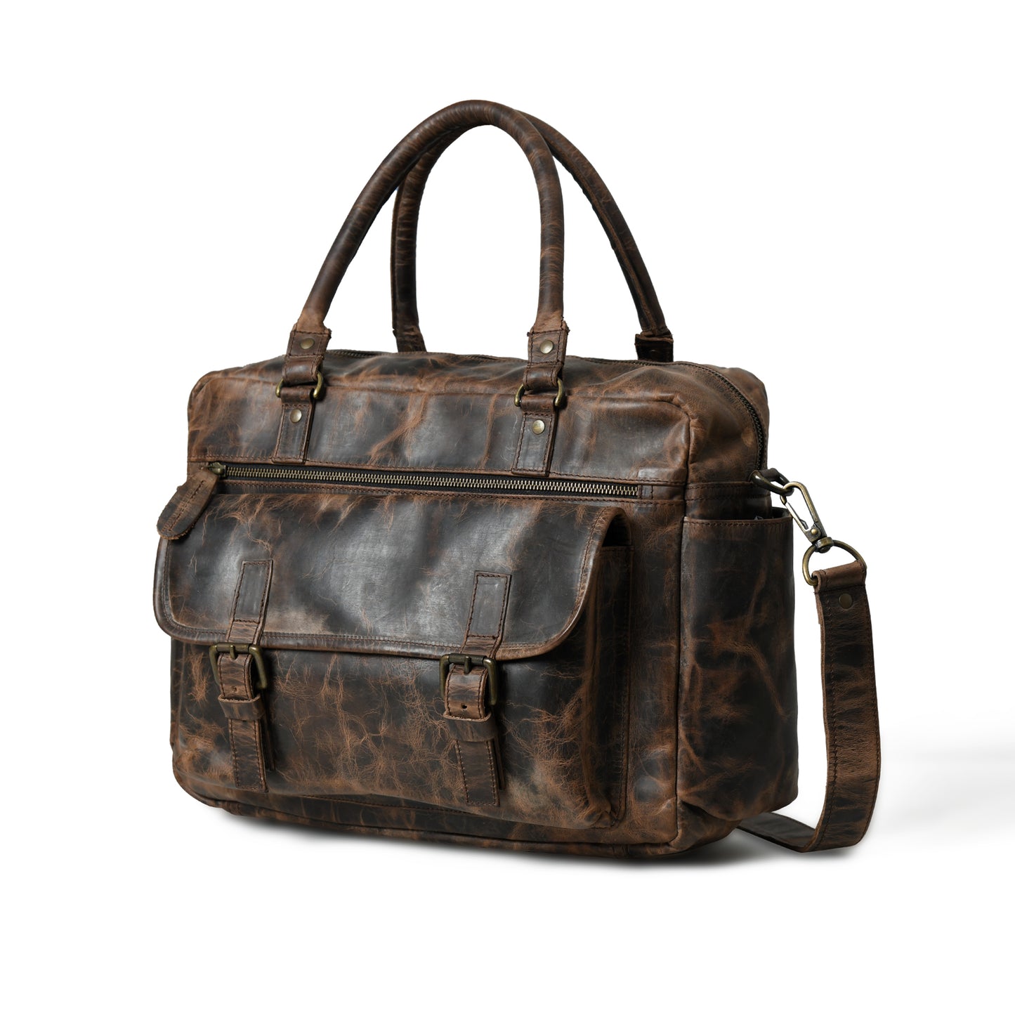 Timeless Charm: Cow Waxy Leather Laptop Bag