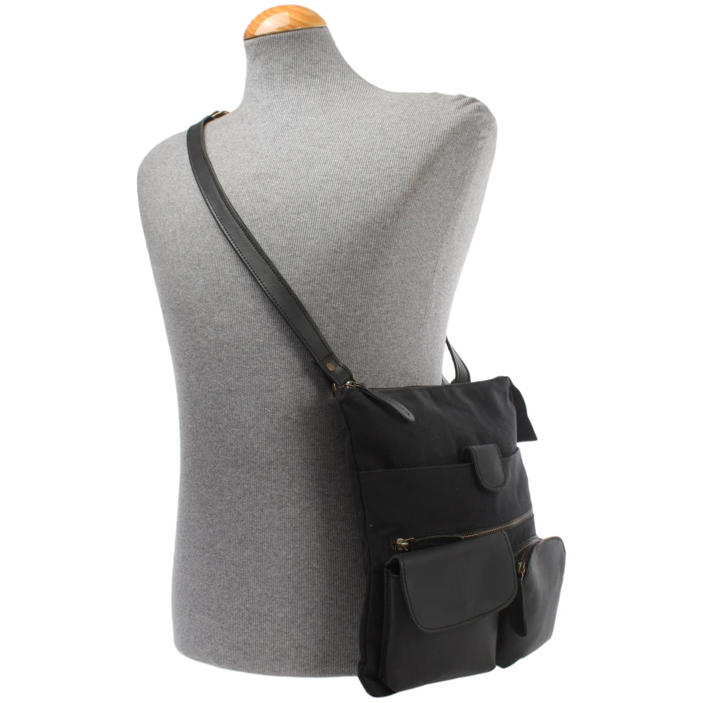 Versatile Canvas & Leather Crossbody Bag