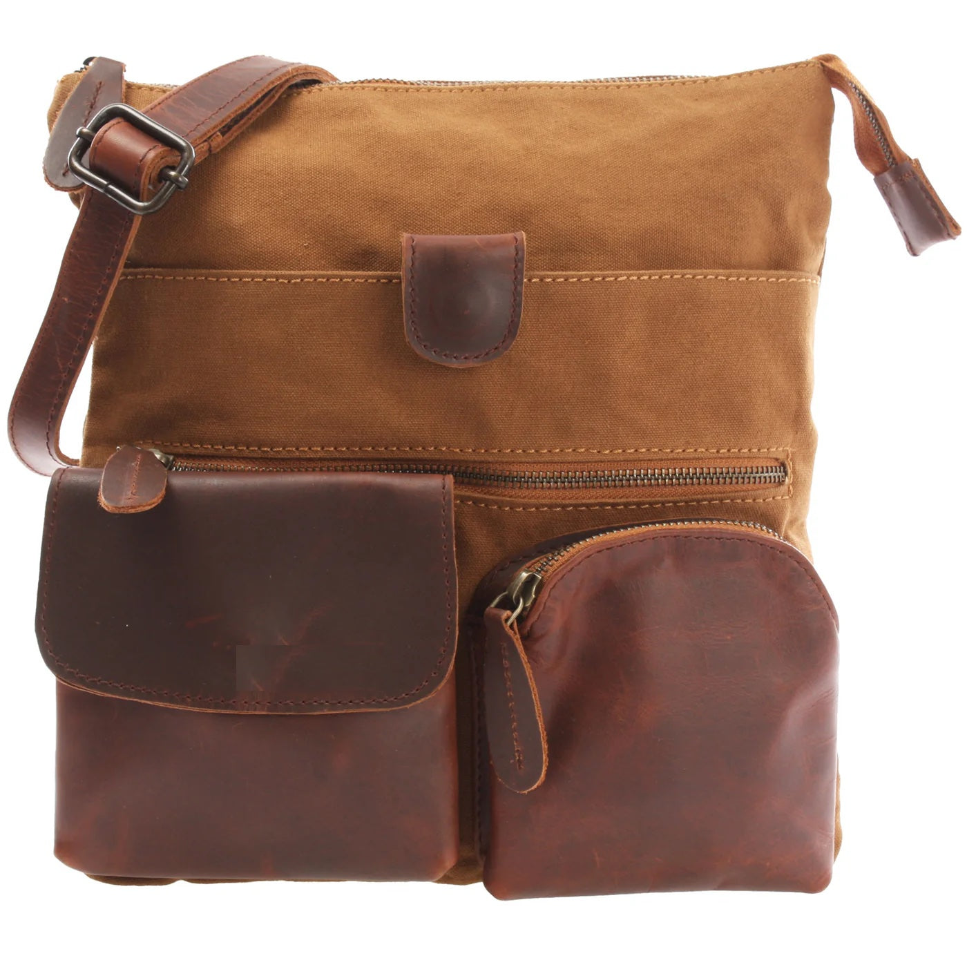 Versatile Canvas & Leather Crossbody Bag