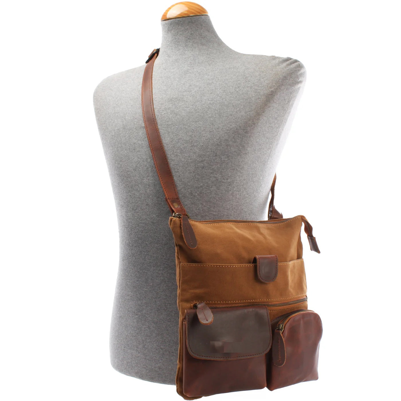 Versatile Canvas & Leather Crossbody Bag