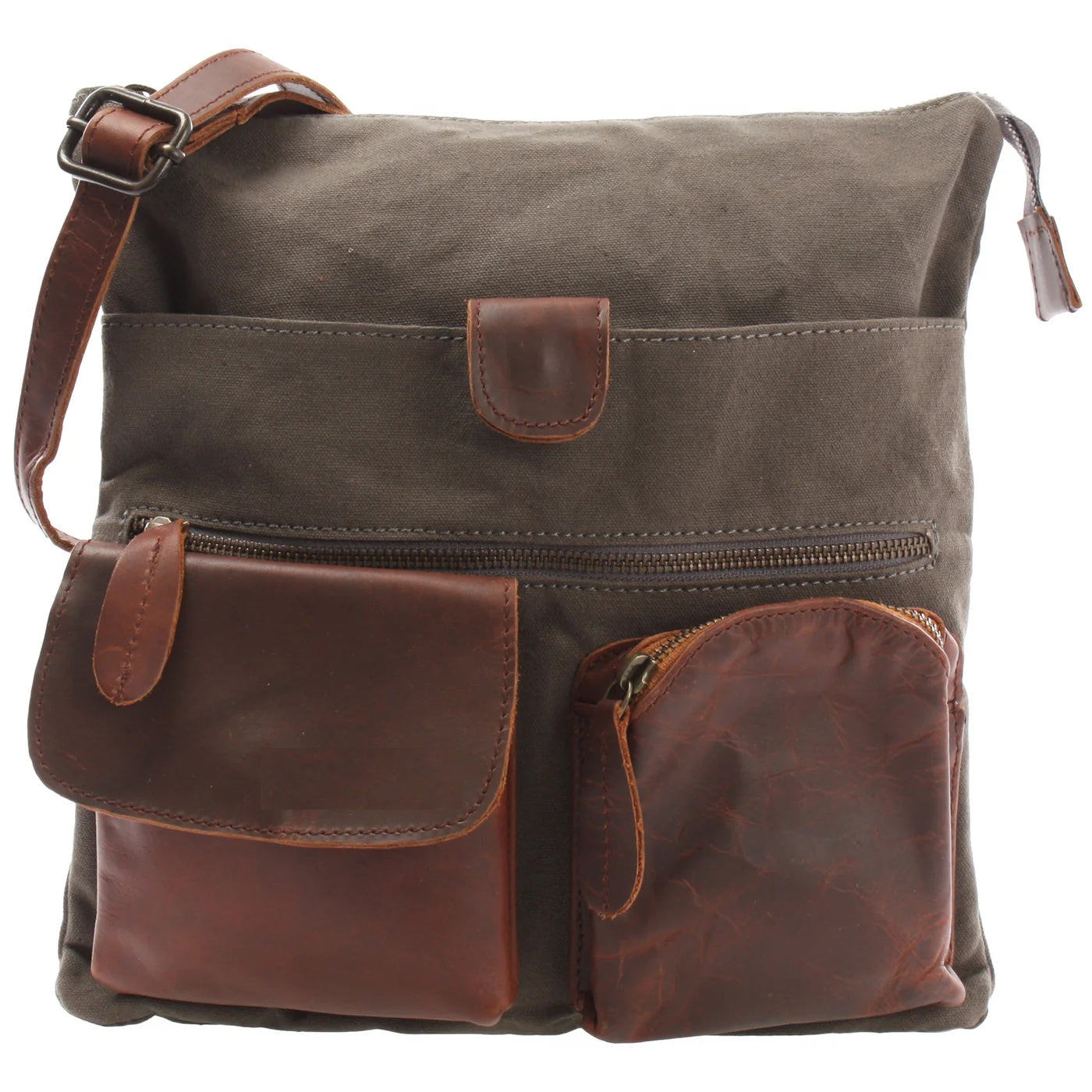 Versatile Canvas & Leather Crossbody Bag
