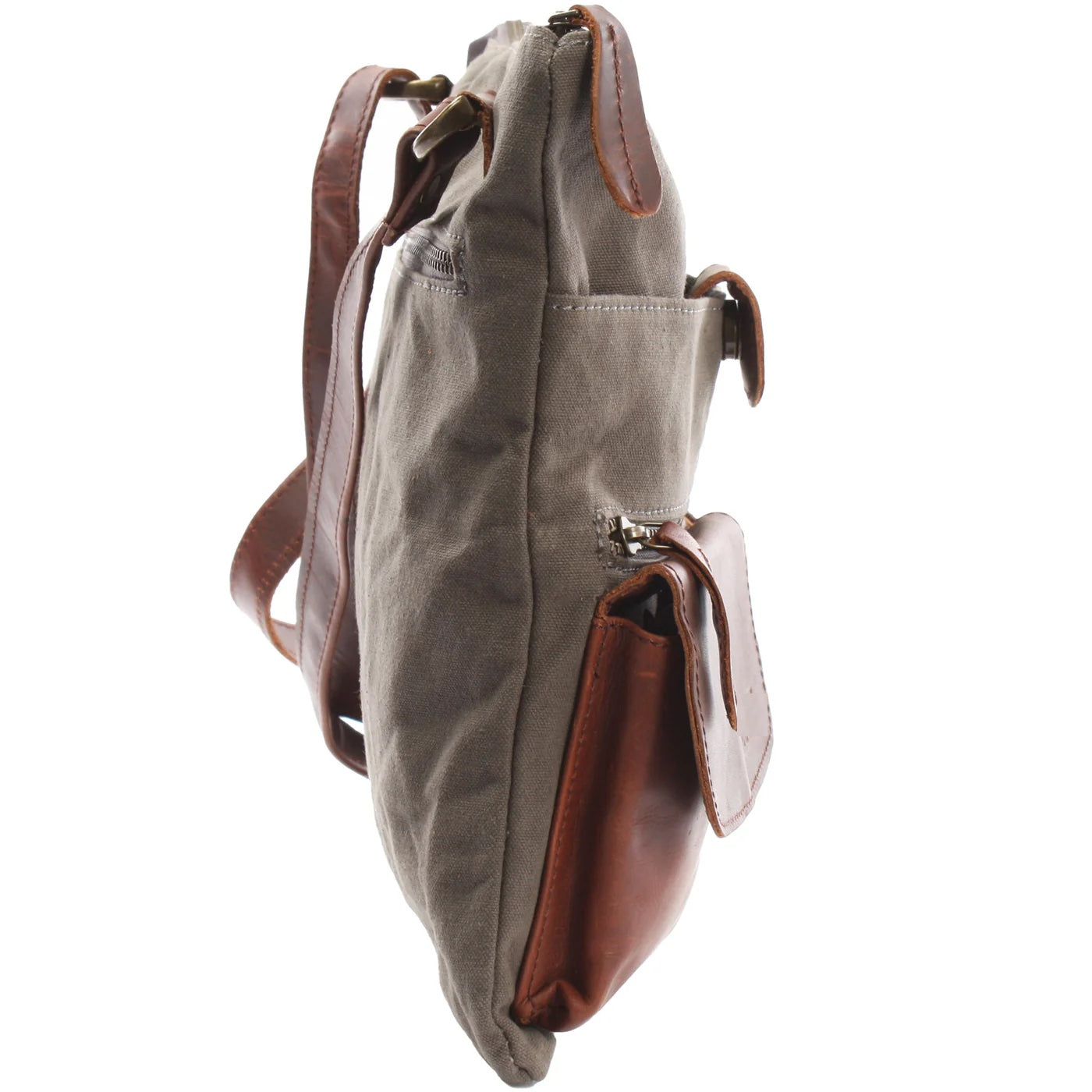 Versatile Canvas & Leather Crossbody Bag
