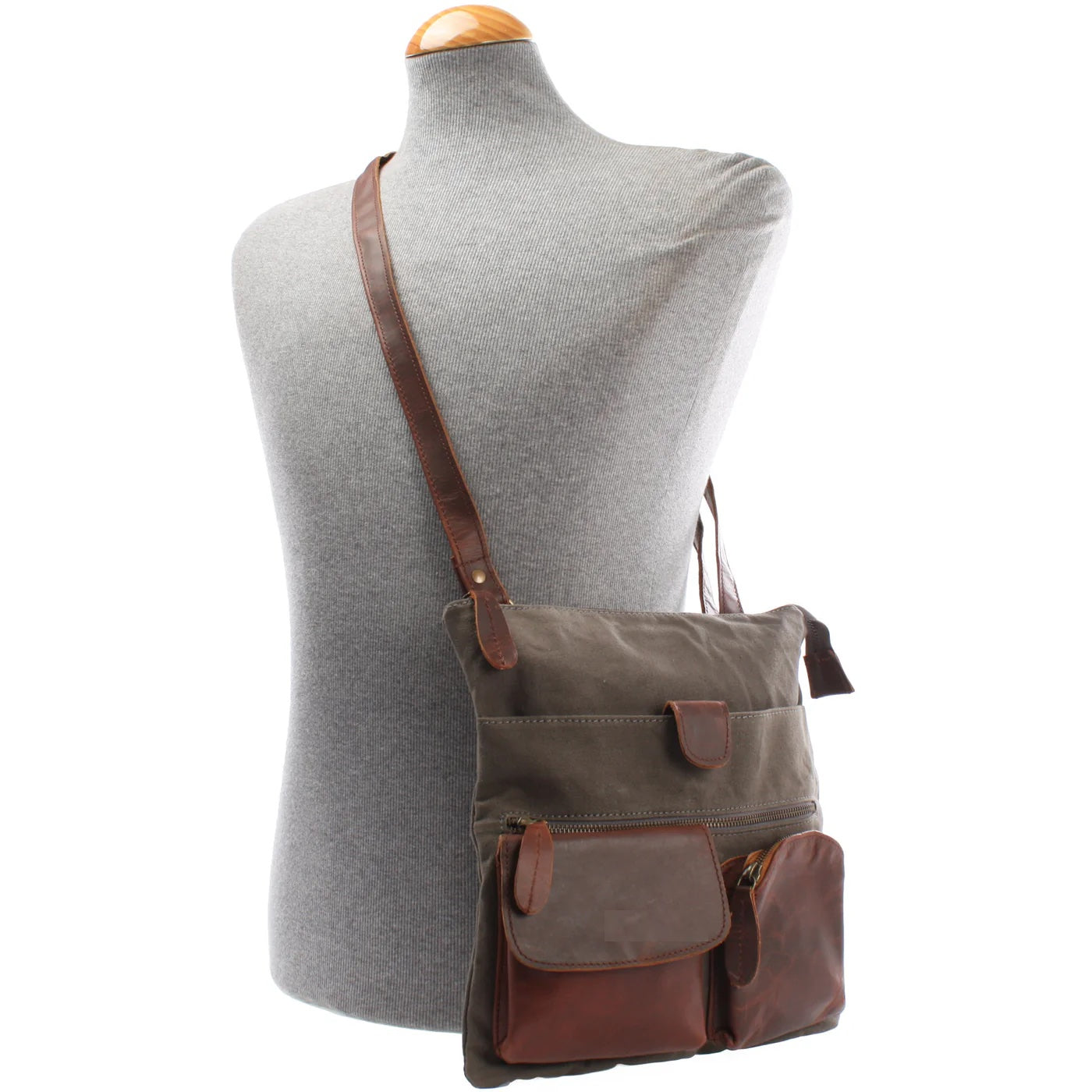Versatile Canvas & Leather Crossbody Bag
