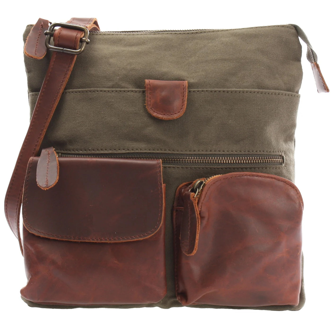 Versatile Canvas & Leather Crossbody Bag