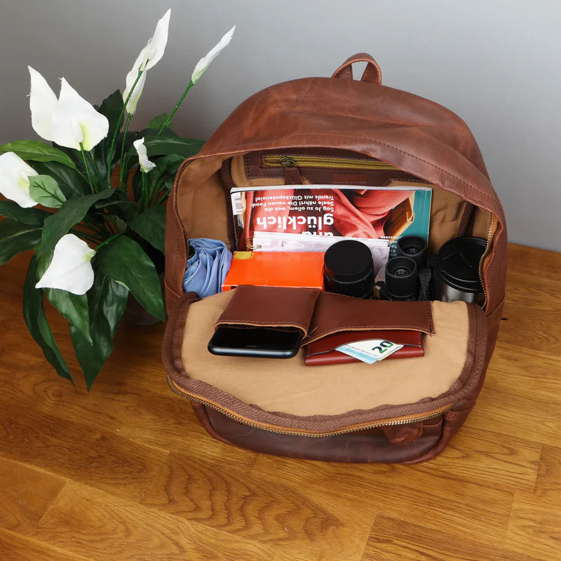 Elegant Waxed Leather Multi-Compartment Bag