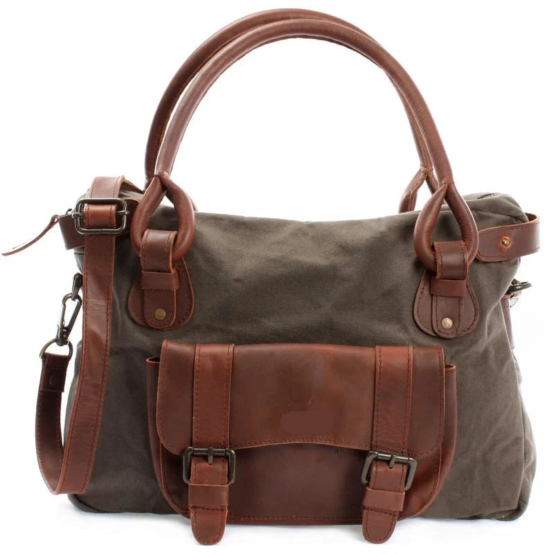 Suede & Leather Shoulder Bag - Durable & Functional