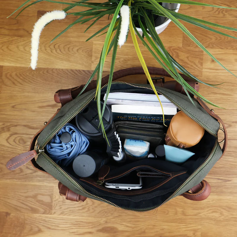 Suede & Leather Shoulder Bag - Durable & Functional
