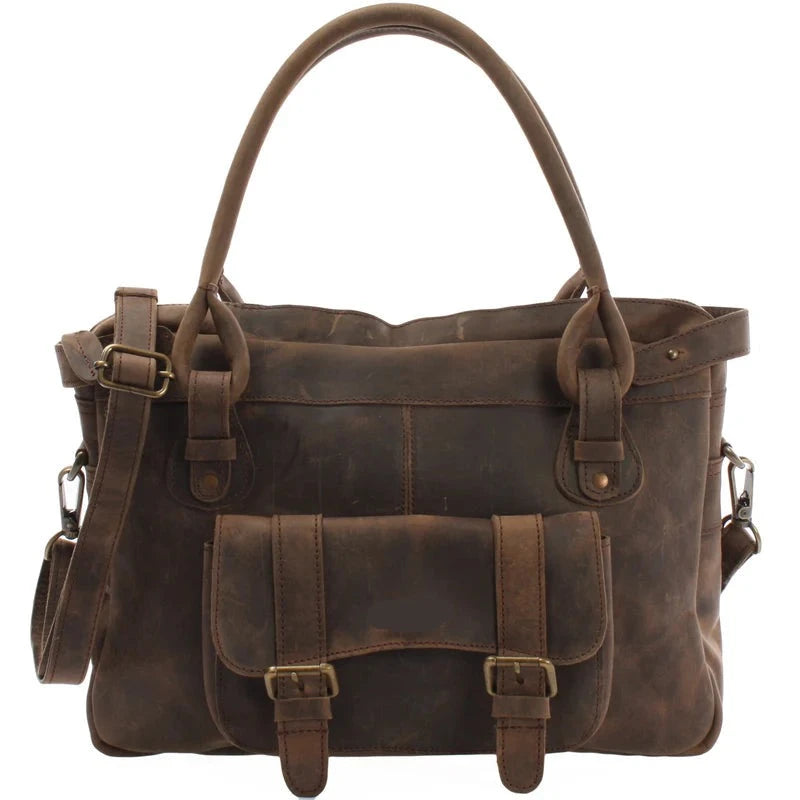 Suede & Leather Shoulder Bag - Durable & Functional