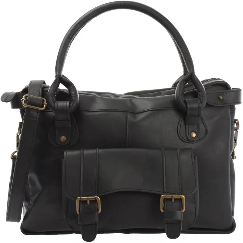 Suede & Leather Shoulder Bag - Durable & Functional